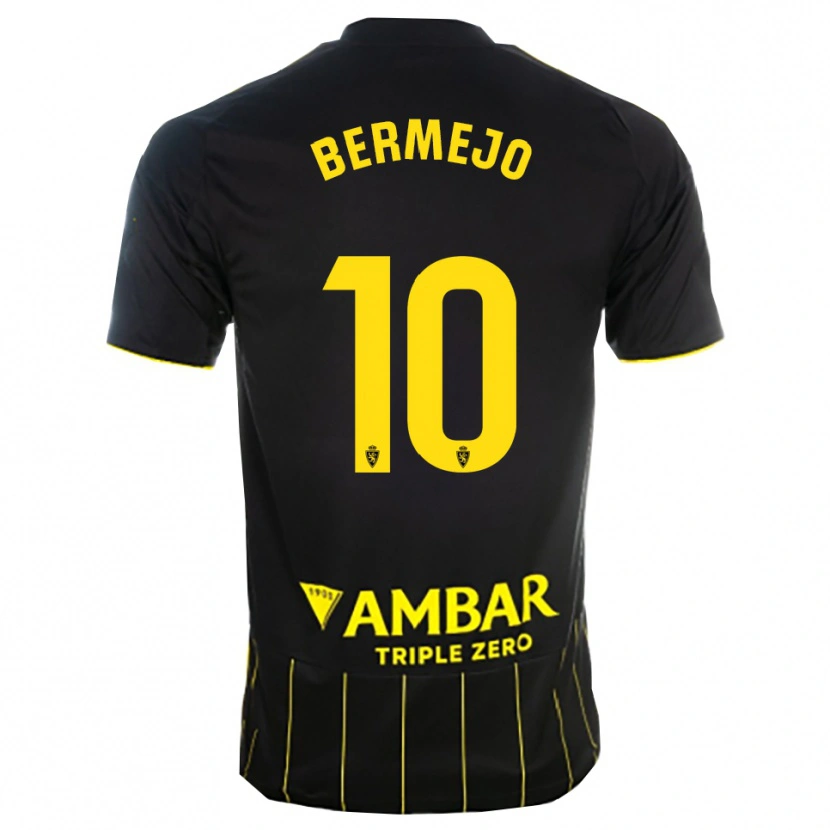 Danxen Dames Sergio Bermejo #10 Zwart Geel Uitshirt Uittenue 2025/26 T-Shirt