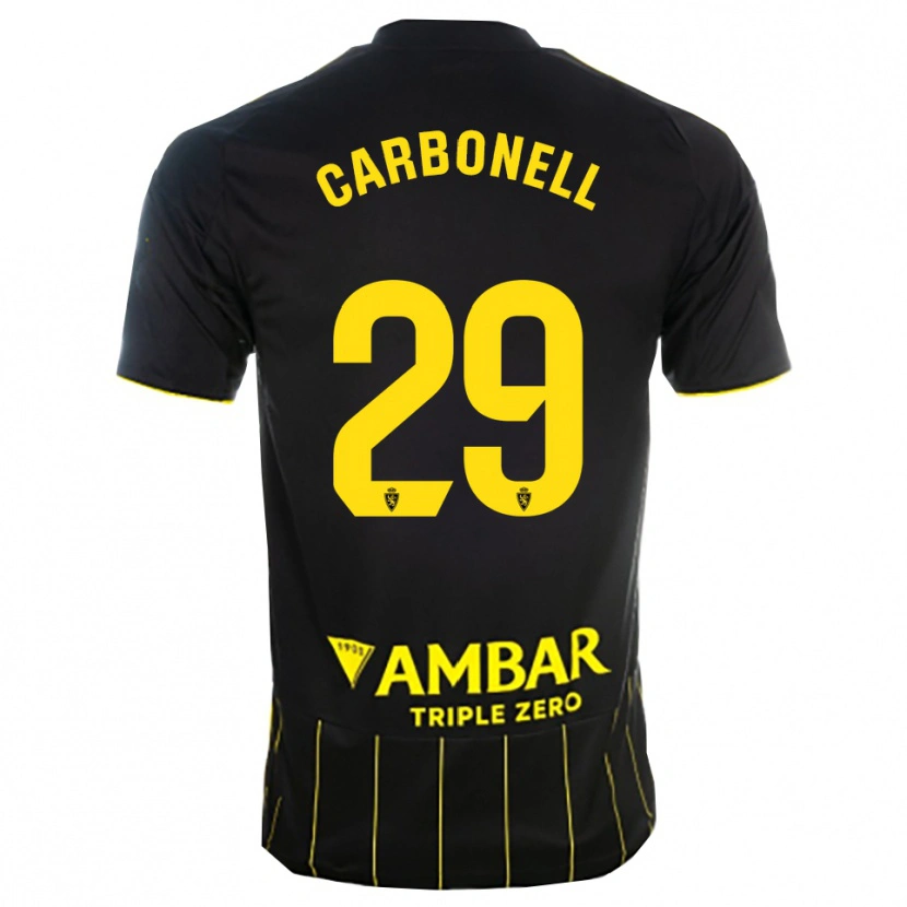 Danxen Dames Luis Carbonell #29 Zwart Geel Uitshirt Uittenue 2025/26 T-Shirt