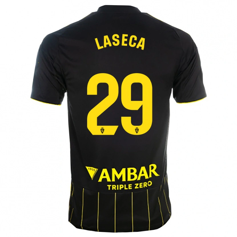 Danxen Dames Alejandro Laseca #29 Zwart Geel Uitshirt Uittenue 2025/26 T-Shirt