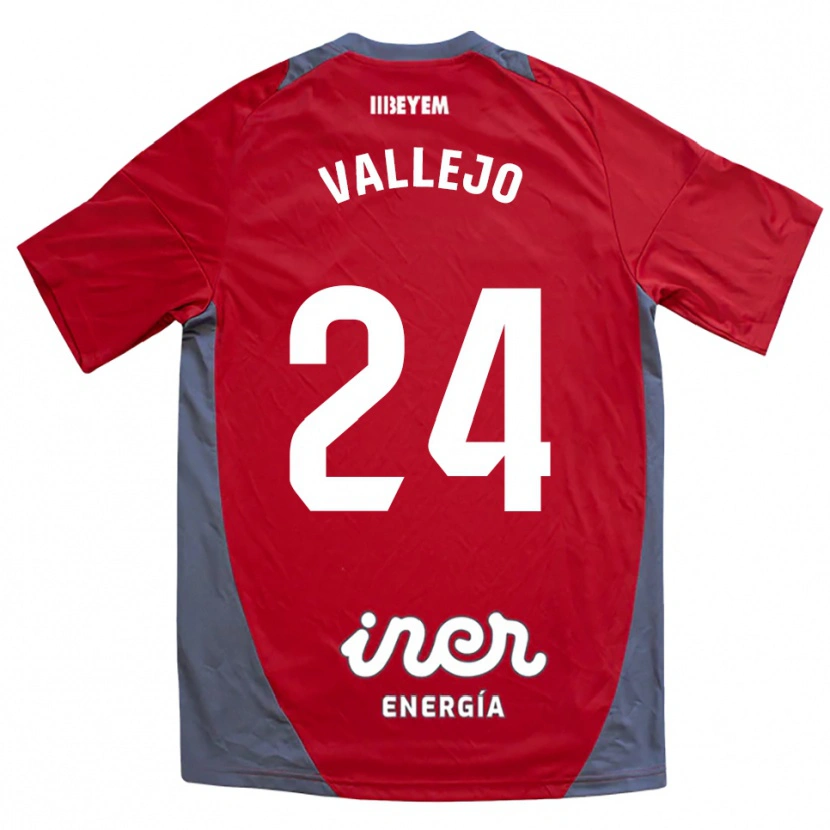 Danxen Dames Jesús Vallejo #24 Rood Grijs Uitshirt Uittenue 2025/26 T-Shirt