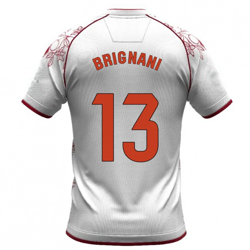 Danxen Dames Fabrizio Brignani #13 Wit Bordeau Uitshirt Uittenue 2025/26 T-Shirt
