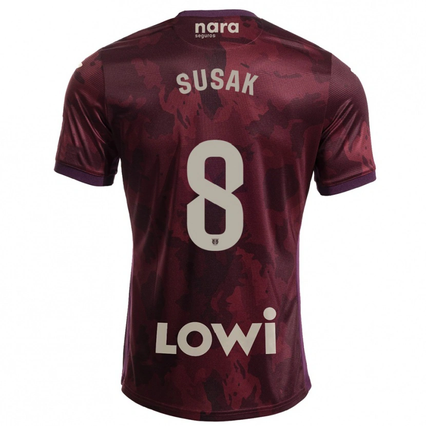 Danxen Dames Petro Susak #8 Bordeaux Wit Uitshirt Uittenue 2025/26 T-Shirt