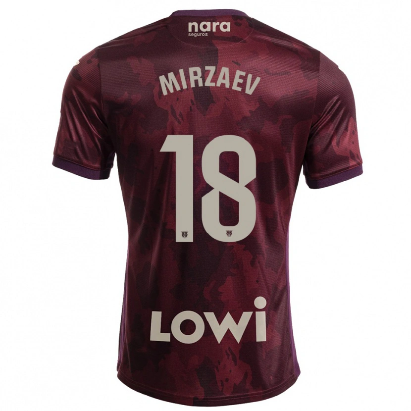 Danxen Dames Lazizbek Mirzaev #18 Bordeaux Wit Uitshirt Uittenue 2025/26 T-Shirt