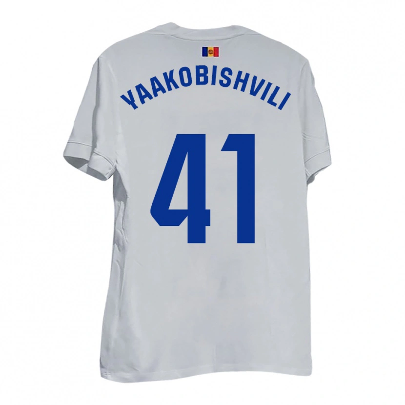 Danxen Dames Áron Yaakobishvili #41 Wit Blauw Geel Uitshirt Uittenue 2025/26 T-Shirt
