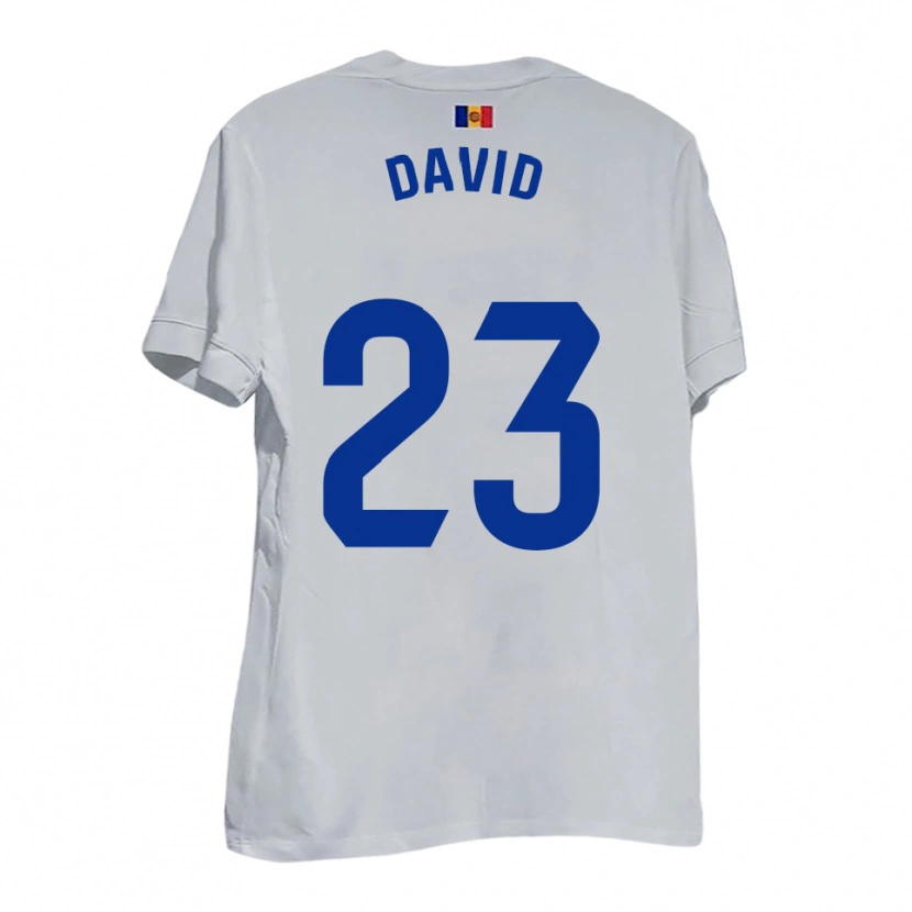 Danxen Dames David De La Fuente #23 Wit Blauw Geel Uitshirt Uittenue 2025/26 T-Shirt