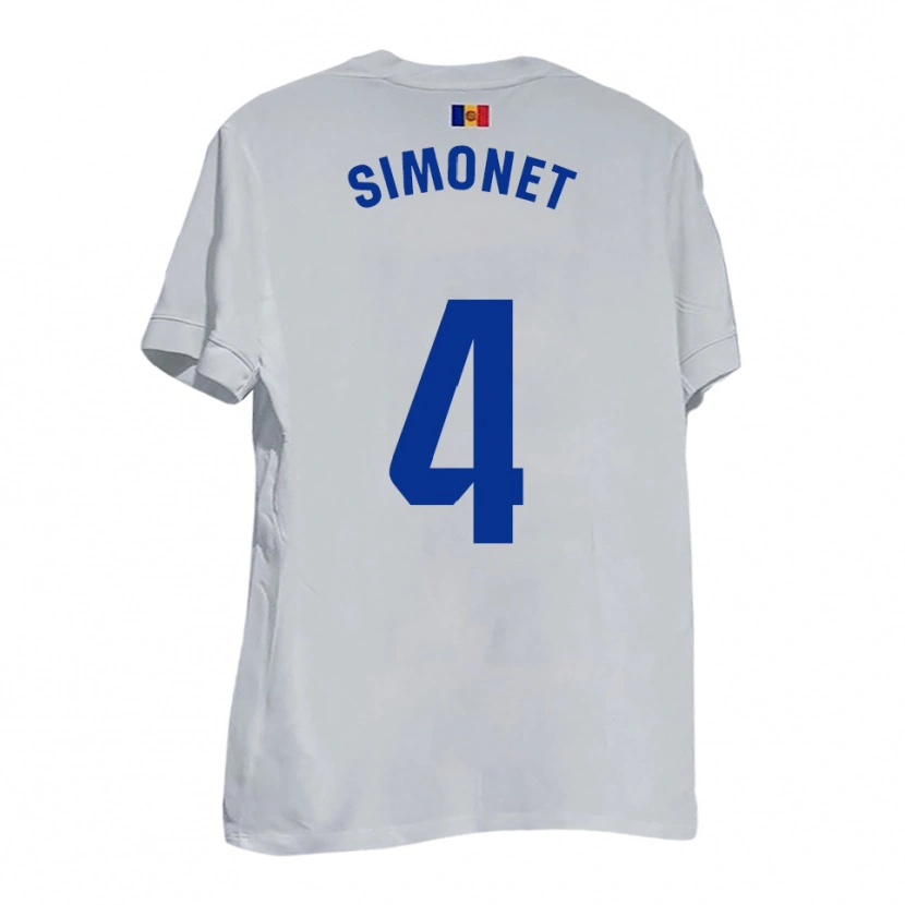 Danxen Dames Pere Simonet #4 Wit Blauw Geel Uitshirt Uittenue 2025/26 T-Shirt