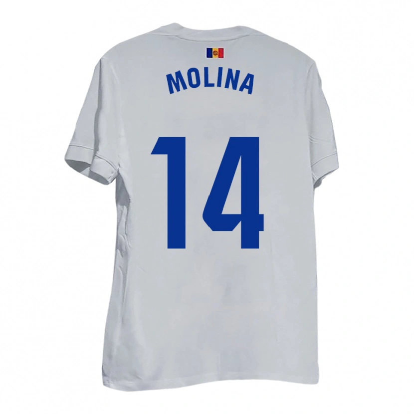 Danxen Dames Sergio Molina #14 Wit Blauw Geel Uitshirt Uittenue 2025/26 T-Shirt