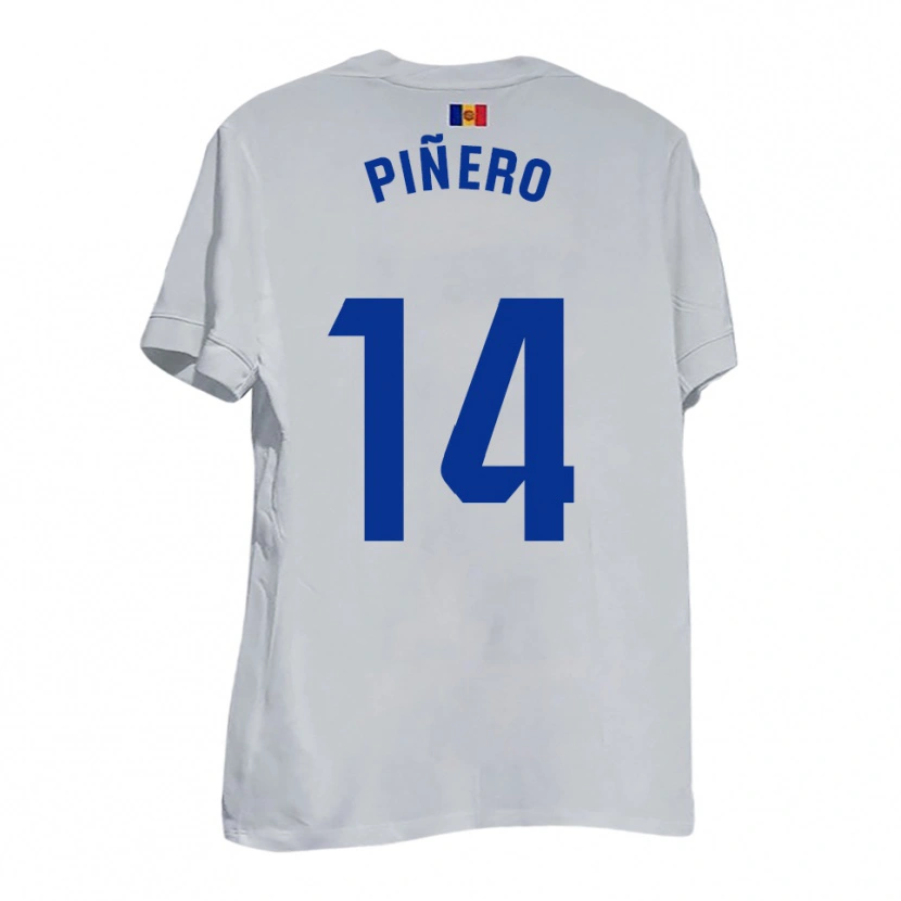 Danxen Dames Roger Piñero #14 Wit Blauw Geel Uitshirt Uittenue 2025/26 T-Shirt