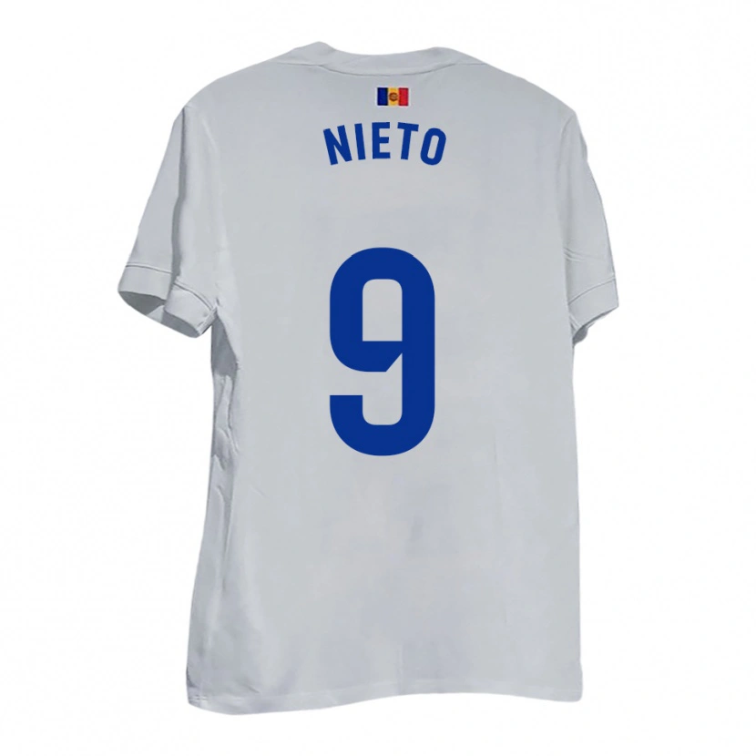 Danxen Dames Manu Nieto #9 Wit Blauw Geel Uitshirt Uittenue 2025/26 T-Shirt