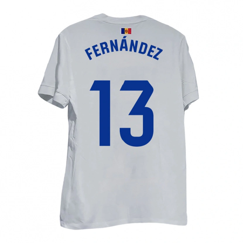Danxen Dames Ferran Fernández #13 Wit Blauw Geel Uitshirt Uittenue 2025/26 T-Shirt
