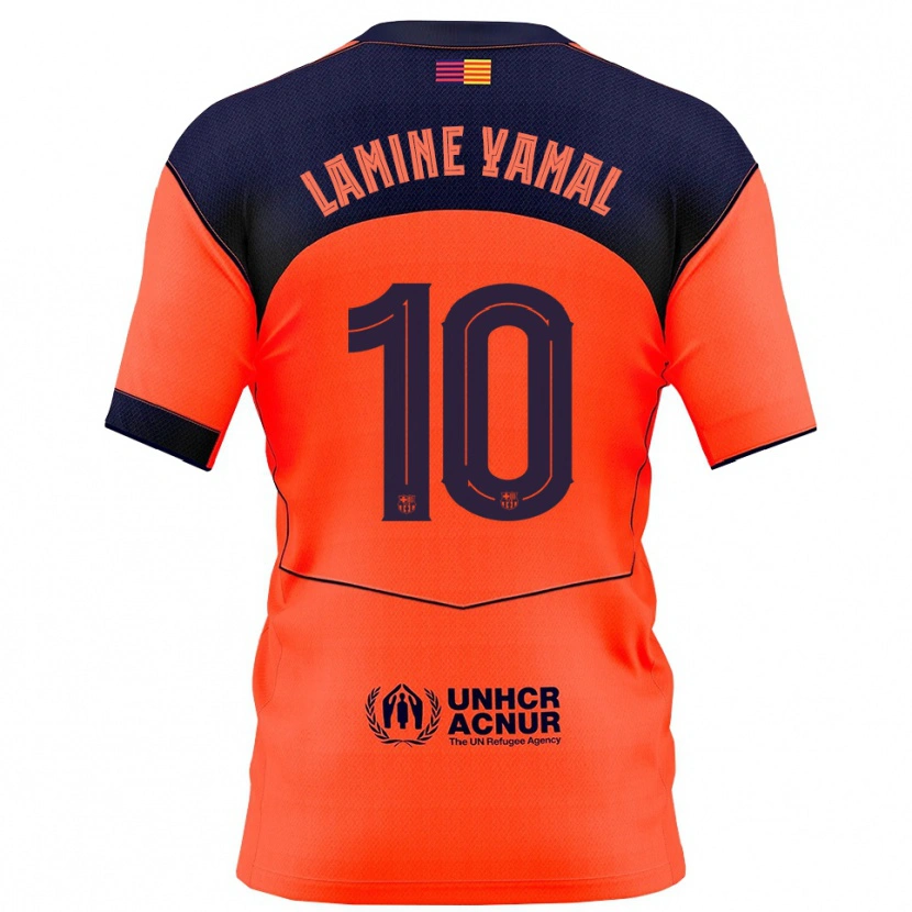 Danxen Dames Lamine Yamal #10 Oranje Marineblauw Thuisshirt Derde Tenue 2025/26 T-Shirt