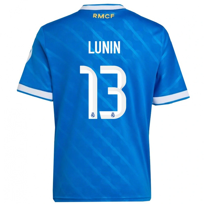 Danxen Dames Andriy Lunin #13 Blauw Wit Thuisshirt Derde Tenue 2025/26 T-Shirt