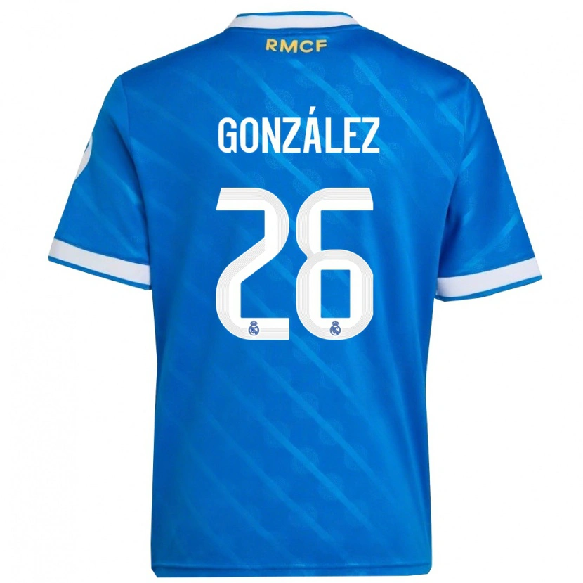 Danxen Dames Fran González #26 Blauw Wit Thuisshirt Derde Tenue 2025/26 T-Shirt