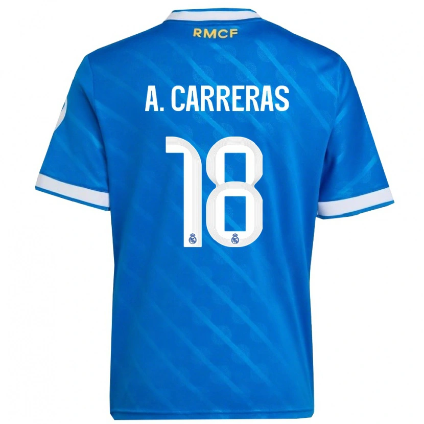 Danxen Dames Álvaro Carreras #18 Blauw Wit Thuisshirt Derde Tenue 2025/26 T-Shirt