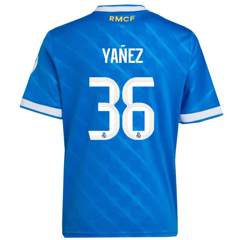 Danxen Dames Daniel Yáñez #36 Blauw Wit Thuisshirt Derde Tenue 2025/26 T-Shirt