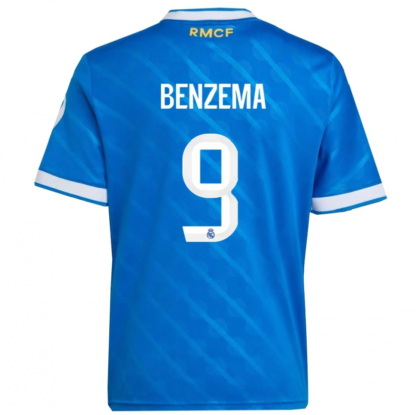 Danxen Dames Karim Benzema #9 Blauw Wit Thuisshirt Derde Tenue 2025/26 T-Shirt