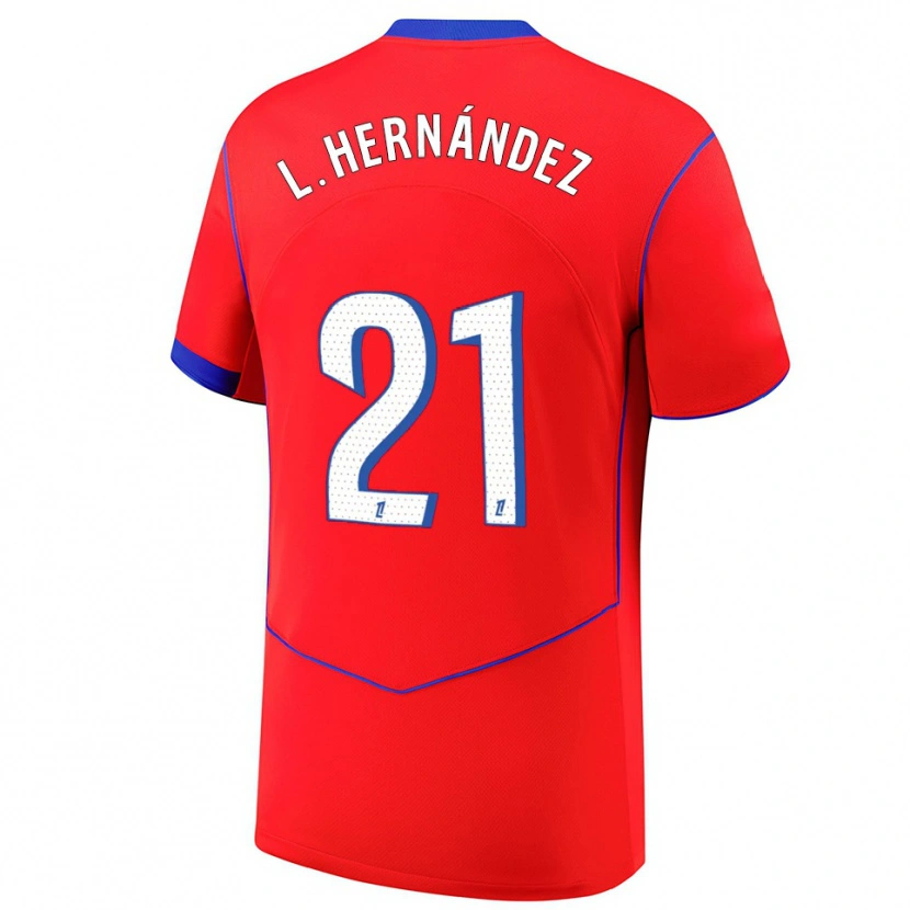Danxen Dames Lucas Hernández #21 Rood Blauw Wit Thuisshirt Derde Tenue 2025/26 T-Shirt