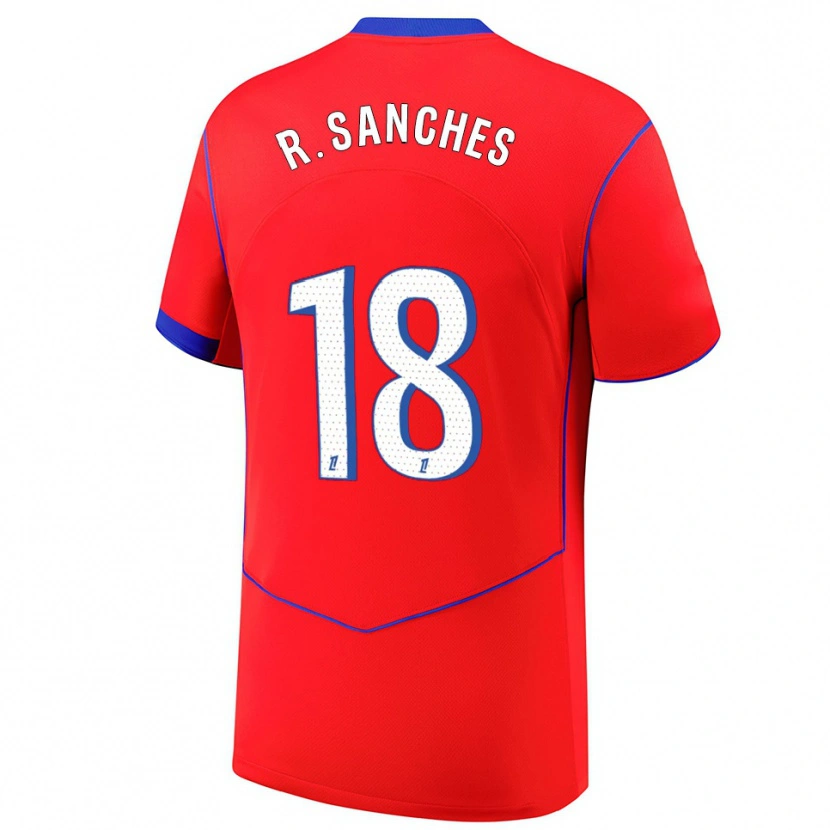 Danxen Dames Renato Sanches #18 Rood Blauw Wit Thuisshirt Derde Tenue 2025/26 T-Shirt