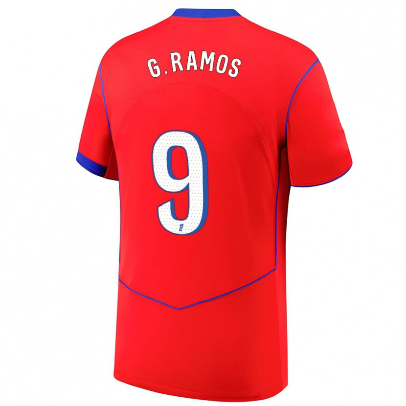 Danxen Dames Gonçalo Ramos #9 Rood Blauw Wit Thuisshirt Derde Tenue 2025/26 T-Shirt