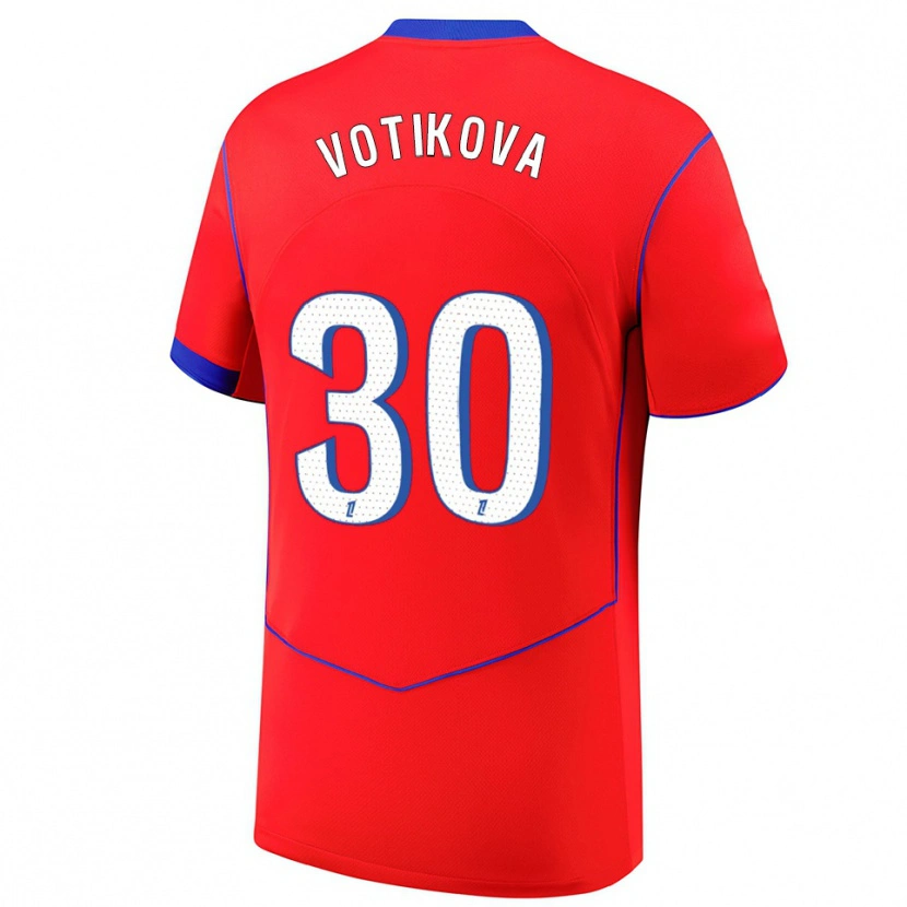Danxen Dames Barbora Votikova #30 Rood Blauw Wit Thuisshirt Derde Tenue 2025/26 T-Shirt