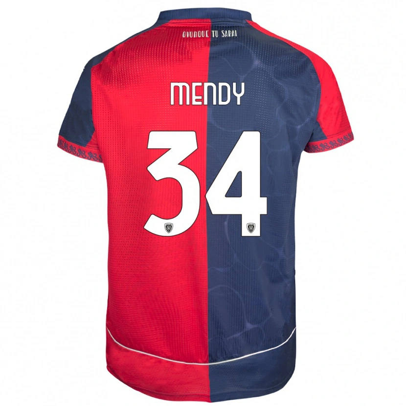 Danxen Kinderen Paul Mendy #34 Rood Marineblauw Thuisshirt Thuistenue 2025/26 T-Shirt