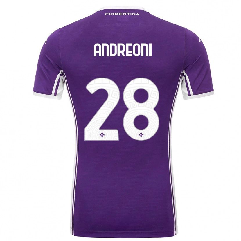 Danxen Kinderen Caterina Andreoni #28 Paars Wit Thuisshirt Thuistenue 2025/26 T-Shirt