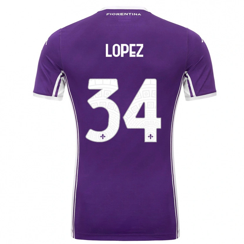 Danxen Kinderen Lucas López #34 Paars Wit Thuisshirt Thuistenue 2025/26 T-Shirt