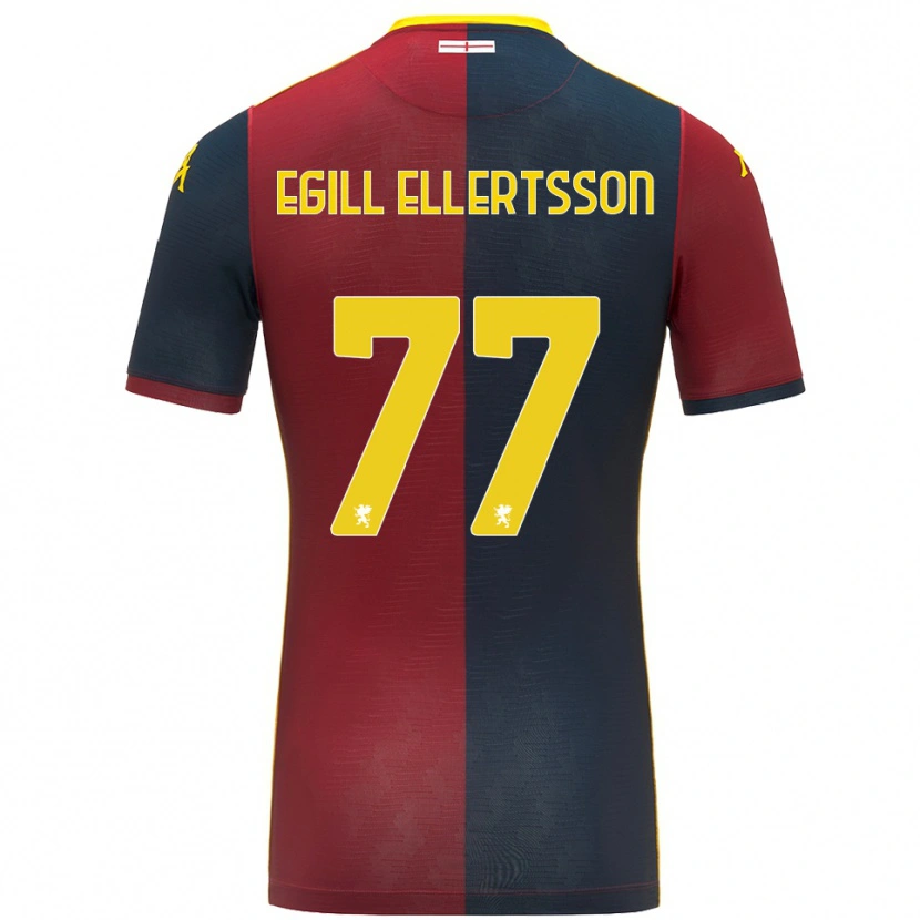 Danxen Kinderen Mikael Egill Ellertsson #77 Rood Koningsblauw Thuisshirt Thuistenue 2025/26 T-Shirt