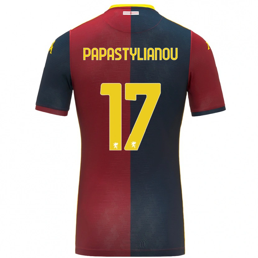 Danxen Kinderen Lysandros Andreas Papastylianou #17 Rood Koningsblauw Thuisshirt Thuistenue 2025/26 T-Shirt