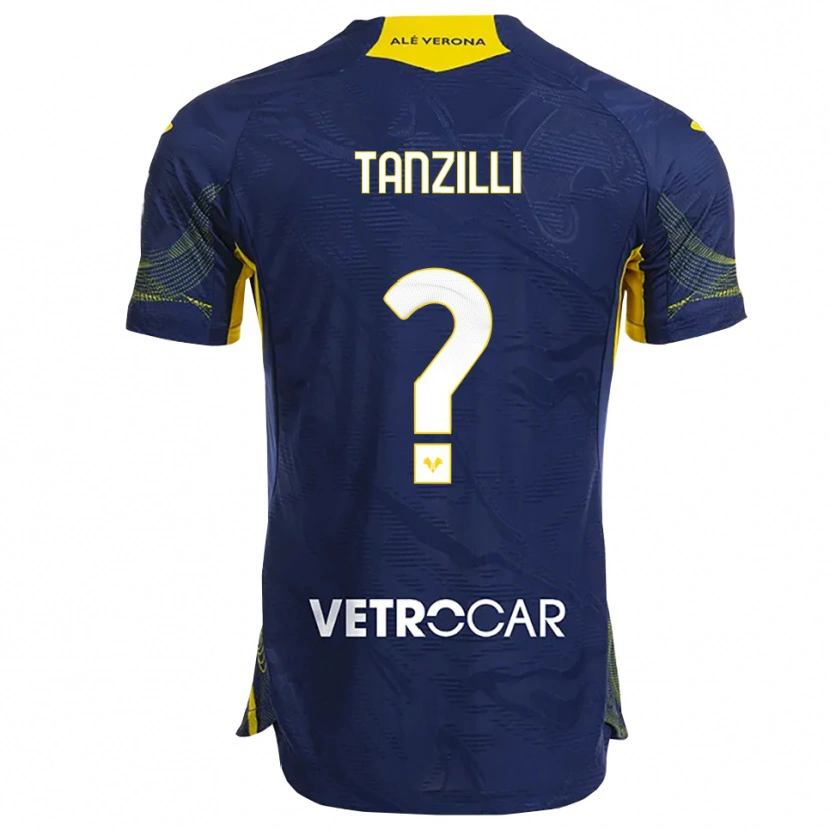Danxen Kinderen Riccardo Tanzilli #0 Marineblauw Geel Thuisshirt Thuistenue 2025/26 T-Shirt