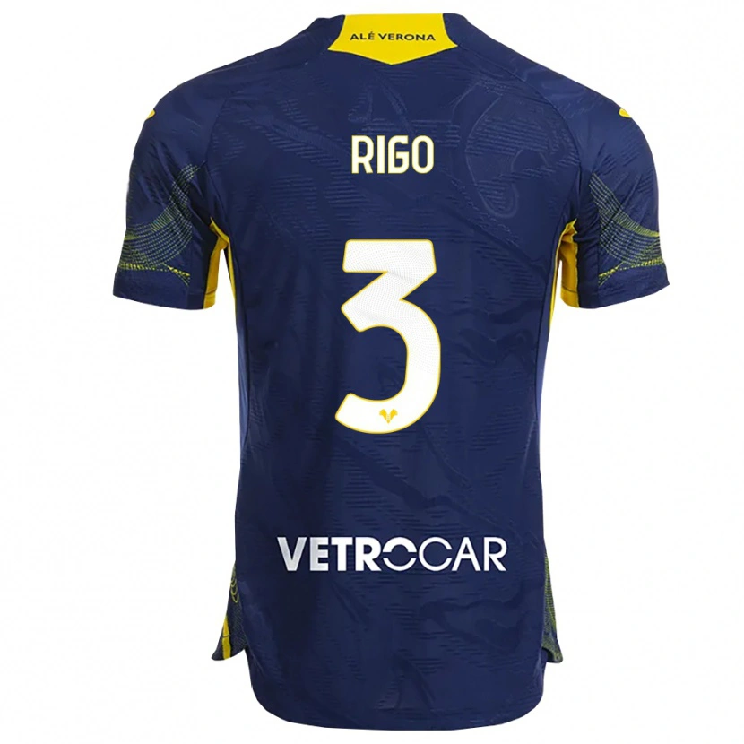 Danxen Kinderen Mattia Rigo #3 Marineblauw Geel Thuisshirt Thuistenue 2025/26 T-Shirt