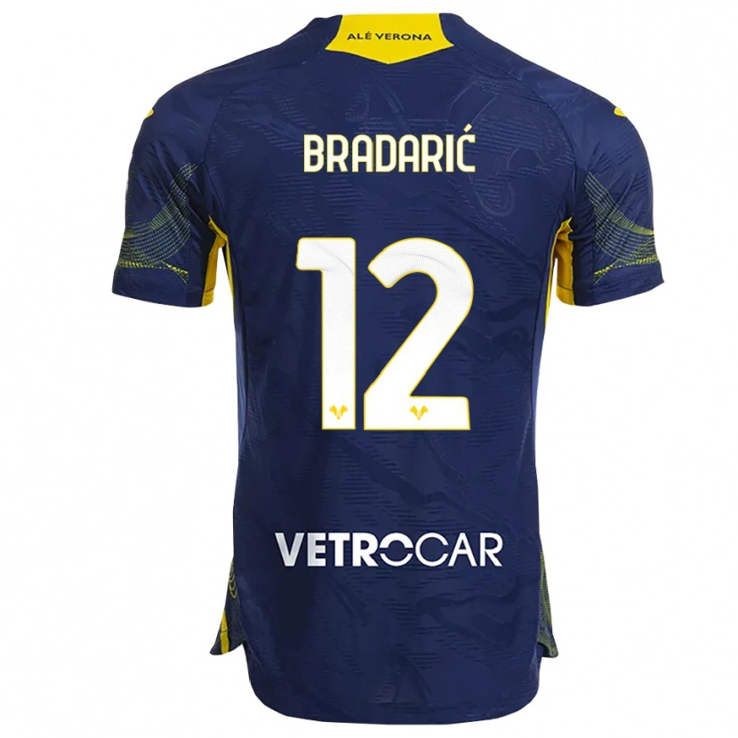 Danxen Kinderen Domagoj Bradarić #12 Marineblauw Geel Thuisshirt Thuistenue 2025/26 T-Shirt