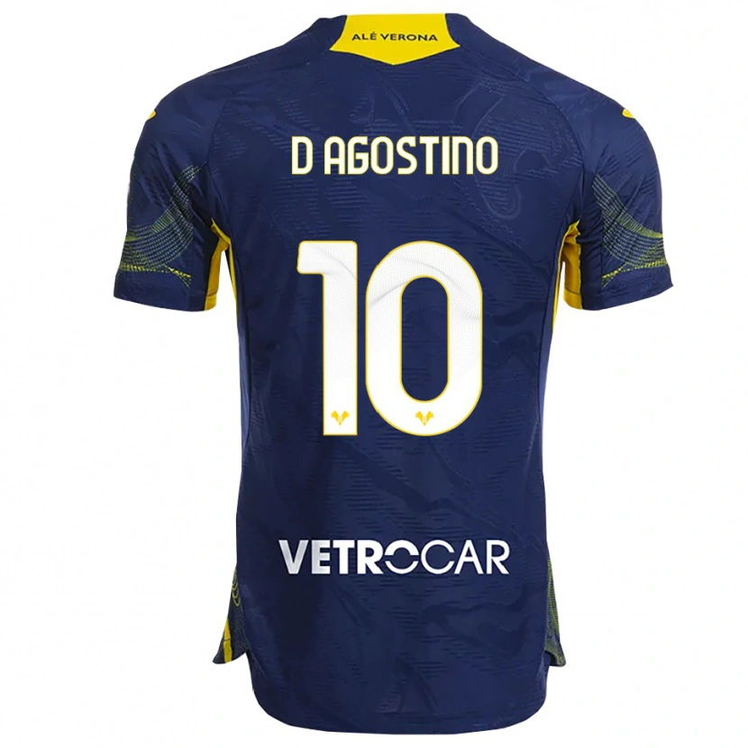 Danxen Kinderen Samuele D'agostino #10 Marineblauw Geel Thuisshirt Thuistenue 2025/26 T-Shirt