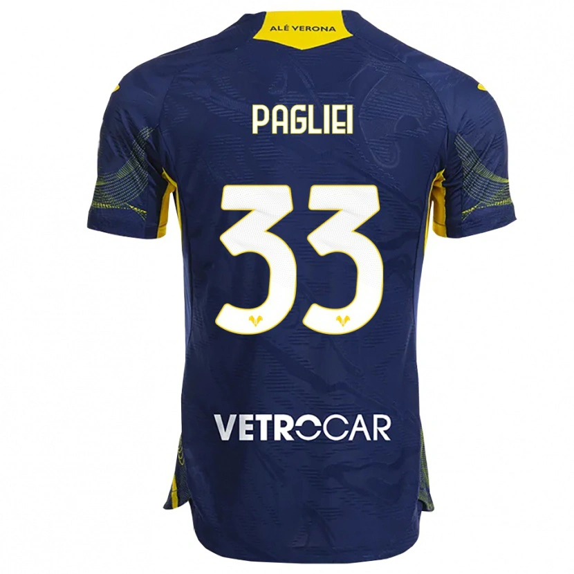 Danxen Kinderen Matteo Pagliei #33 Marineblauw Geel Thuisshirt Thuistenue 2025/26 T-Shirt