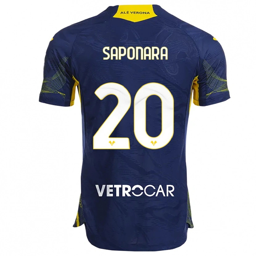 Danxen Kinderen Riccardo Saponara #20 Marineblauw Geel Thuisshirt Thuistenue 2025/26 T-Shirt