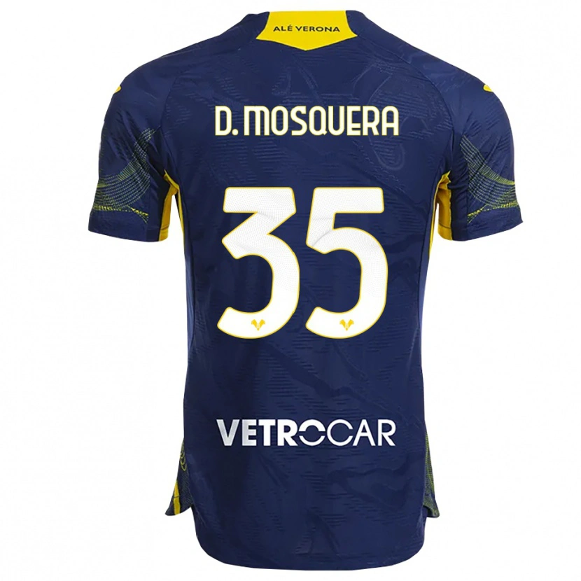Danxen Kinderen Daniel Mosquera #35 Marineblauw Geel Thuisshirt Thuistenue 2025/26 T-Shirt