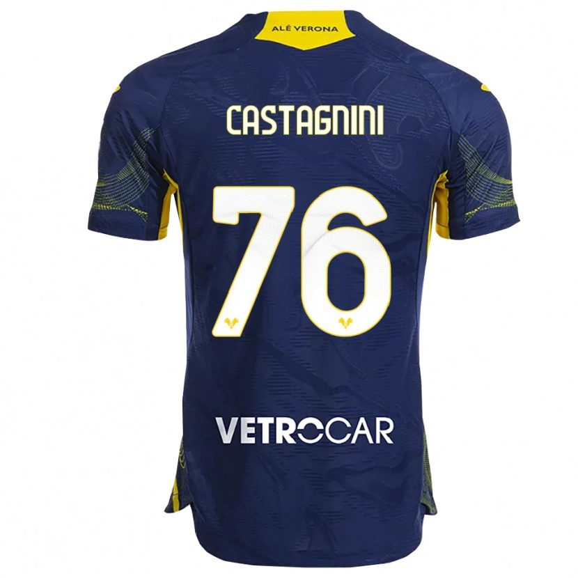 Danxen Kinderen Mirko Castagnini #76 Marineblauw Geel Thuisshirt Thuistenue 2025/26 T-Shirt