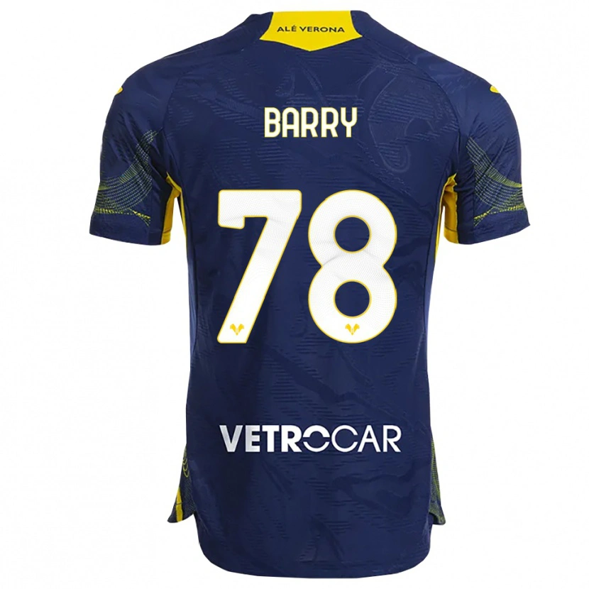 Danxen Kinderen Oumar Barry #78 Marineblauw Geel Thuisshirt Thuistenue 2025/26 T-Shirt