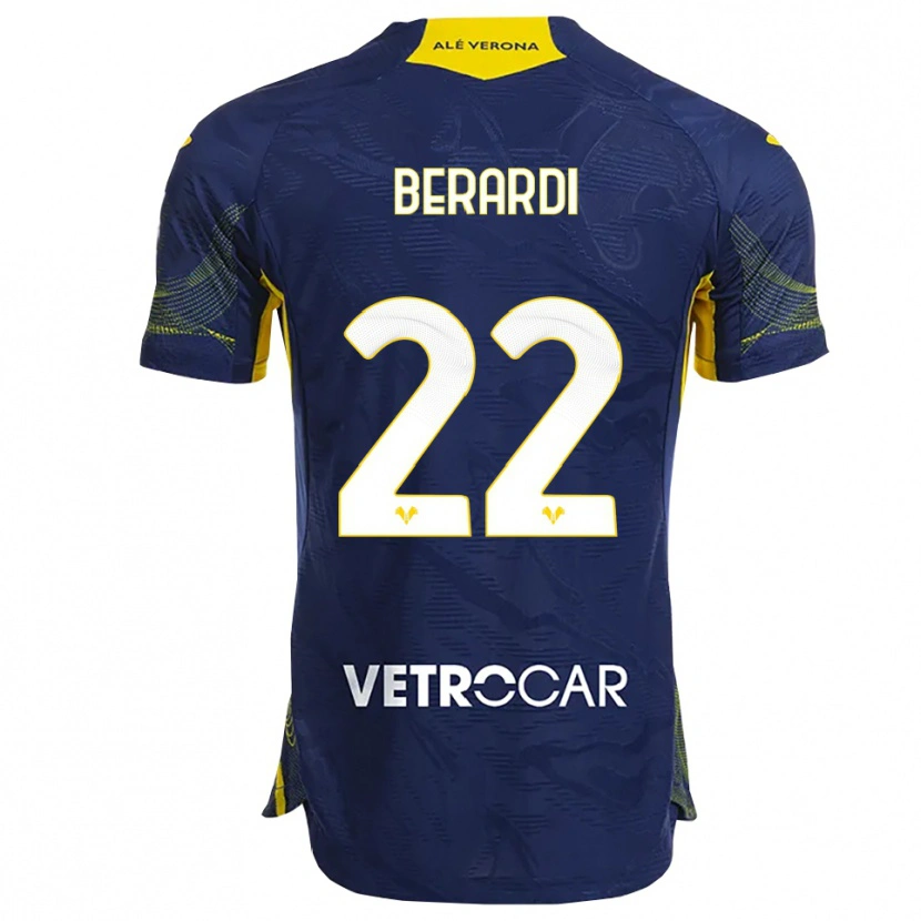 Danxen Kinderen Alessandro Berardi #22 Marineblauw Geel Thuisshirt Thuistenue 2025/26 T-Shirt