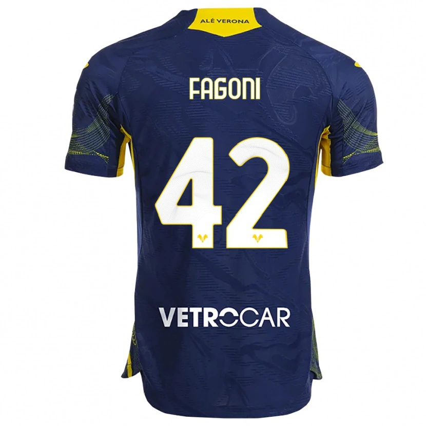 Danxen Kinderen Marco Fagoni #42 Marineblauw Geel Thuisshirt Thuistenue 2025/26 T-Shirt