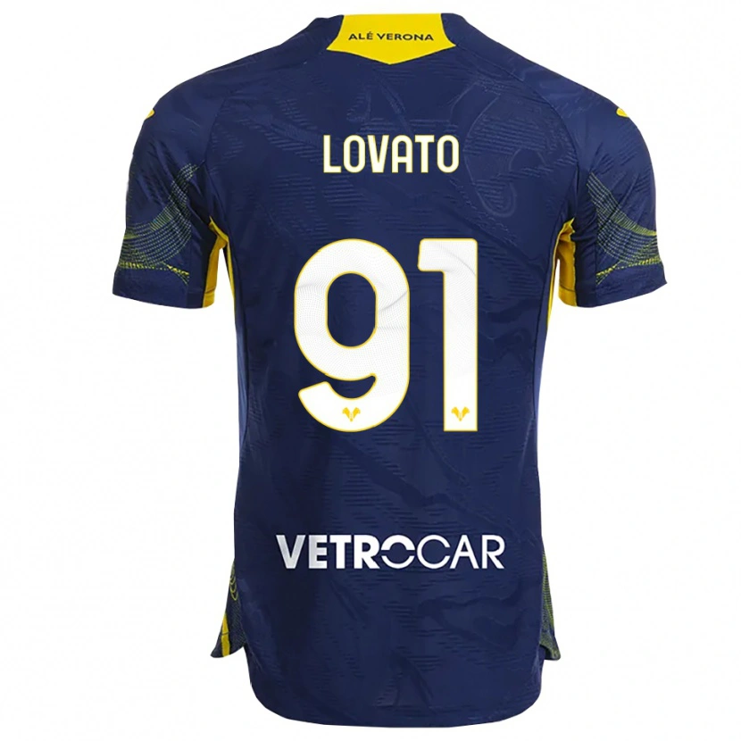 Danxen Kinderen Enrico Lovato #91 Marineblauw Geel Thuisshirt Thuistenue 2025/26 T-Shirt