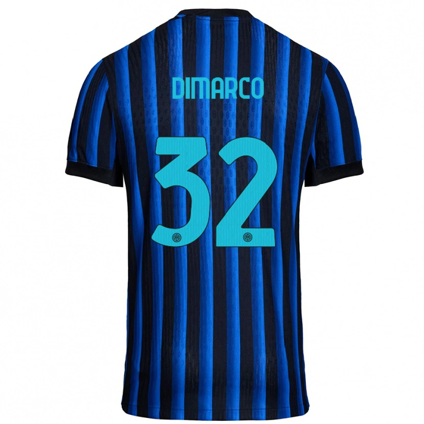 Danxen Kinderen Federico Dimarco #32 Zwart Blauw Thuisshirt Thuistenue 2025/26 T-Shirt