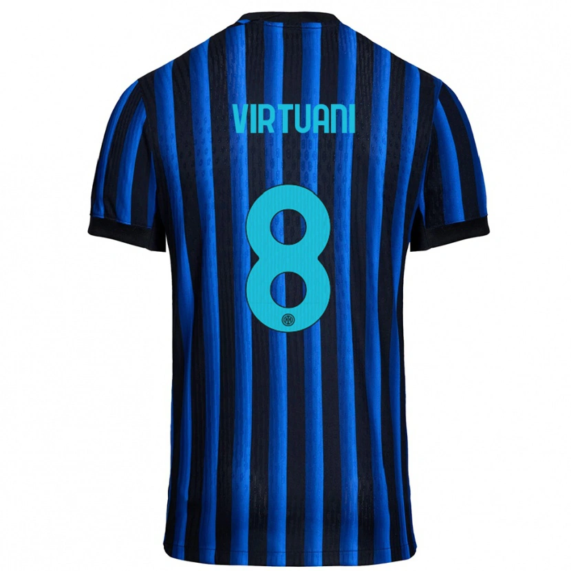 Danxen Kinderen Marco Virtuani #8 Zwart Blauw Thuisshirt Thuistenue 2025/26 T-Shirt