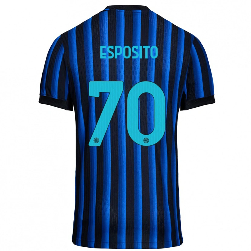 Danxen Kinderen Sebastiano Esposito #70 Zwart Blauw Thuisshirt Thuistenue 2025/26 T-Shirt