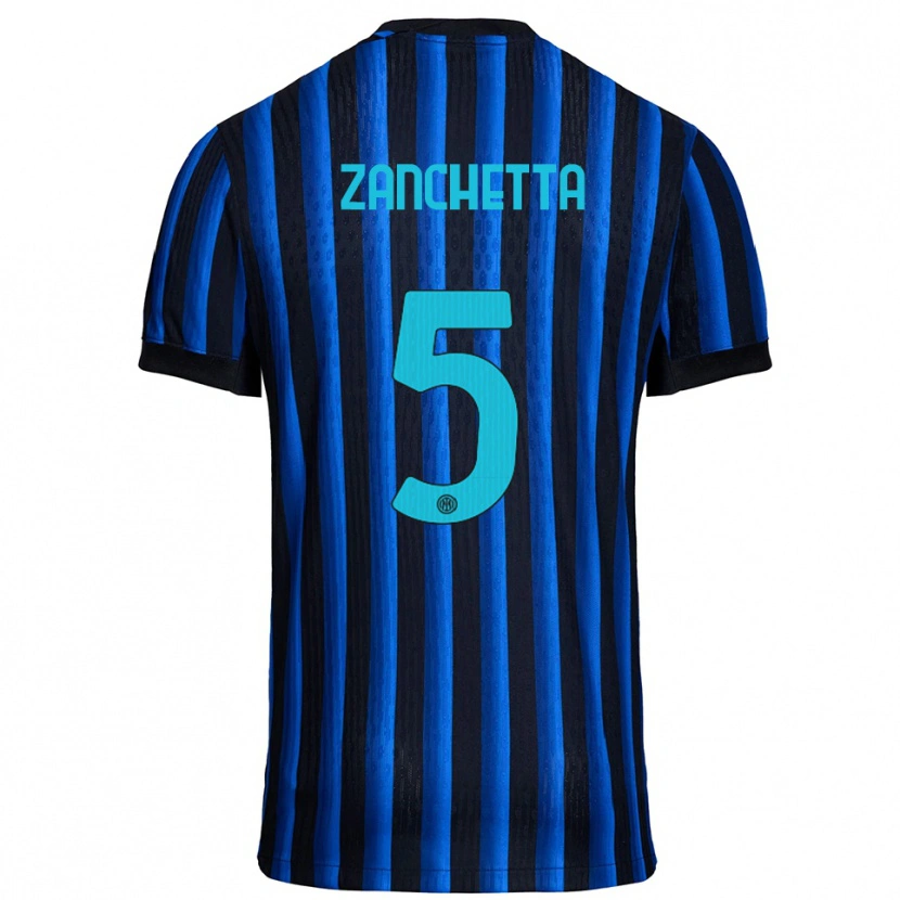 Danxen Kinderen Mattia Zanchetta #5 Zwart Blauw Thuisshirt Thuistenue 2025/26 T-Shirt
