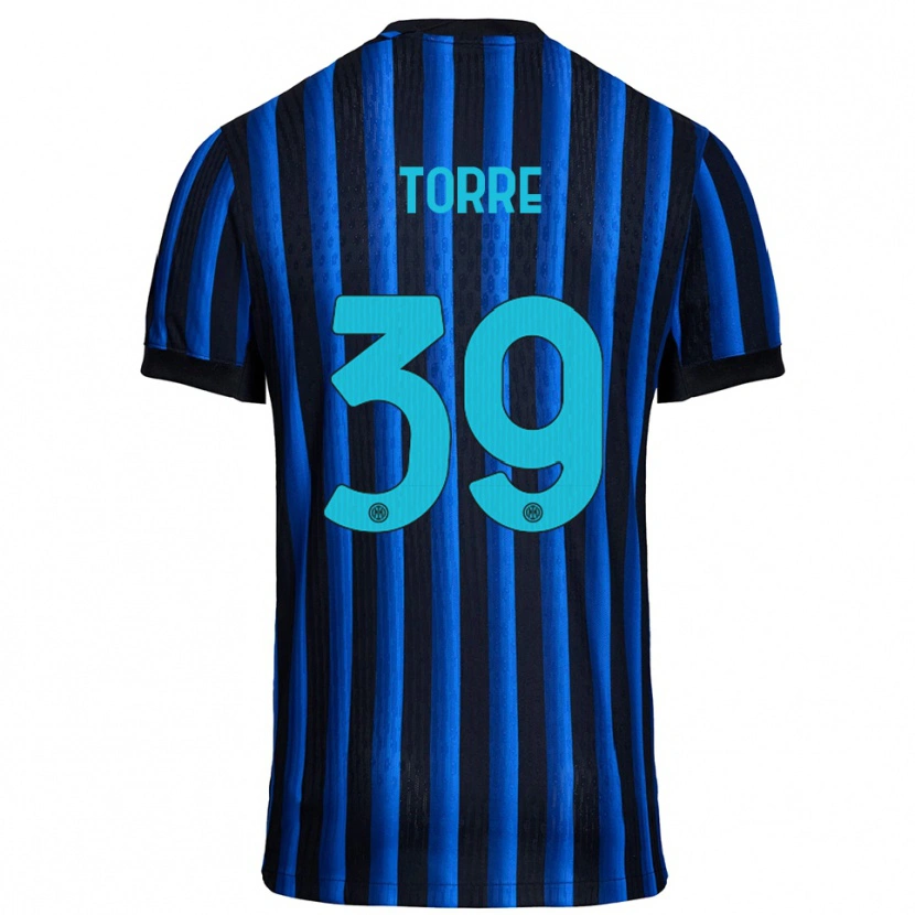 Danxen Kinderen Pietro La Torre #39 Zwart Blauw Thuisshirt Thuistenue 2025/26 T-Shirt