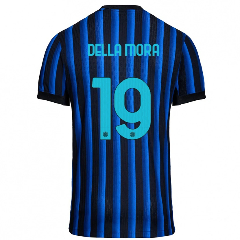 Danxen Kinderen Tommaso Della Mora #19 Zwart Blauw Thuisshirt Thuistenue 2025/26 T-Shirt