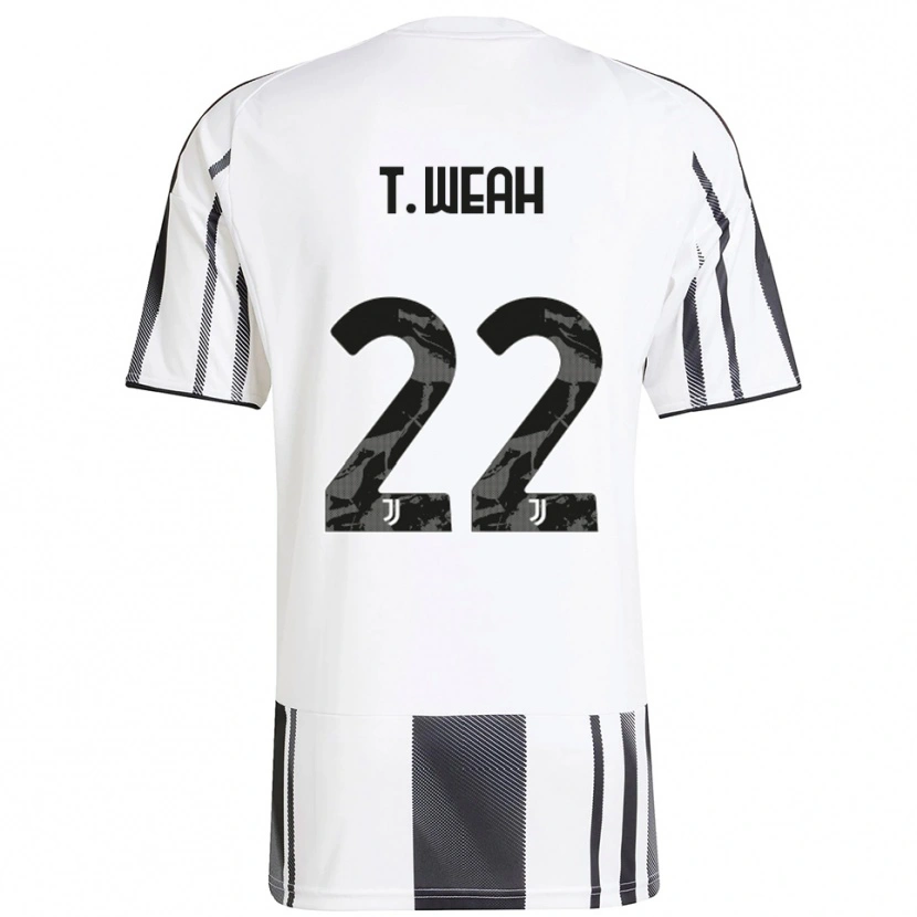 Danxen Kinderen Timothy Weah #22 Wit Zwart Thuisshirt Thuistenue 2025/26 T-Shirt