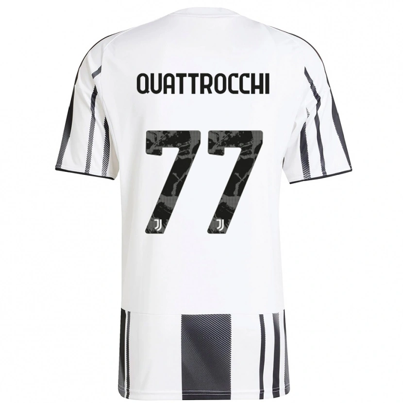 Danxen Kinderen Juan Ignacio Quattrocchi #77 Wit Zwart Thuisshirt Thuistenue 2025/26 T-Shirt
