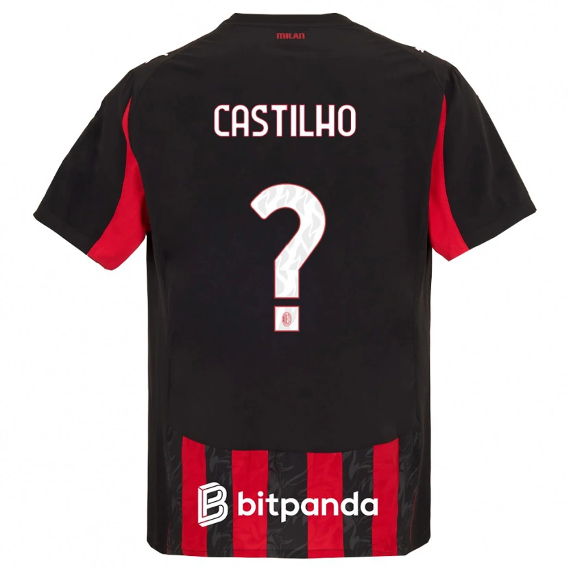 Danxen Kinderen Estevan Amaral Castilho #0 Rood Zwart Thuisshirt Thuistenue 2025/26 T-Shirt